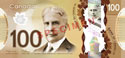 One hundred Canadian dollar polymer banknote