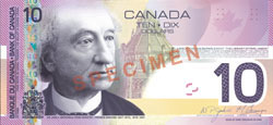 10 canadian dollar note obverse