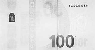 нови 100 евро банкнота Инфрачервени елементи гръб