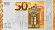 50 new euro raised print