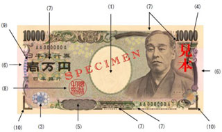 10000 Japanese yen note front