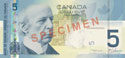 Five Canadian dollar banknote