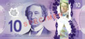 Ten Canadian dollar polymer banknote