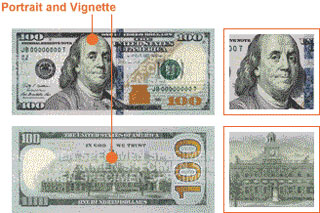 Сто щатски долара Обновени портрет и графика