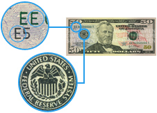 Federal Reserve Indicators fifty us dollar note
