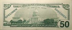 50 US Dollars bill reverse