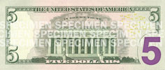 United States five dollar obverse